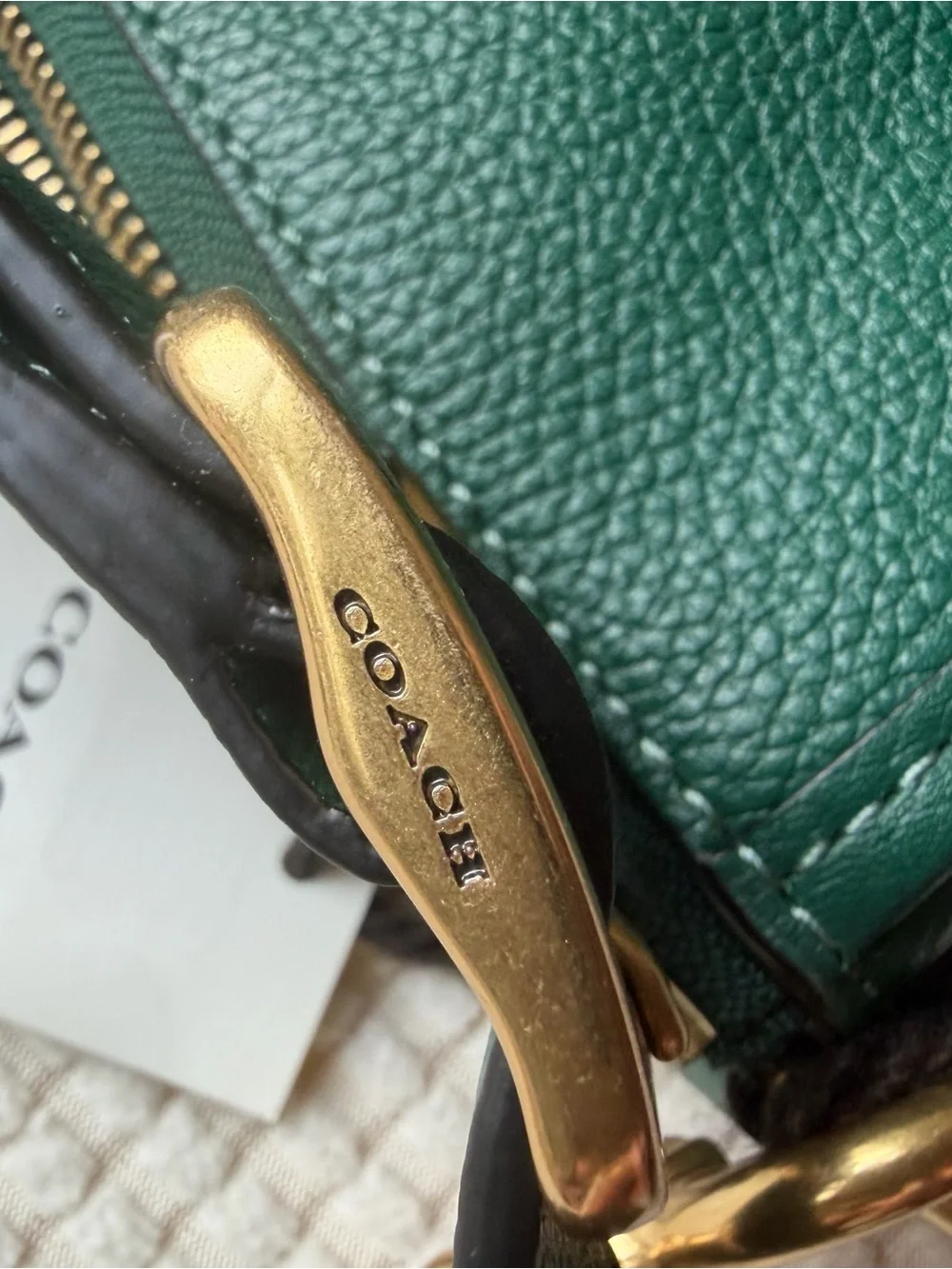 Coach Green Pebble Leather Turnlock Crossbody